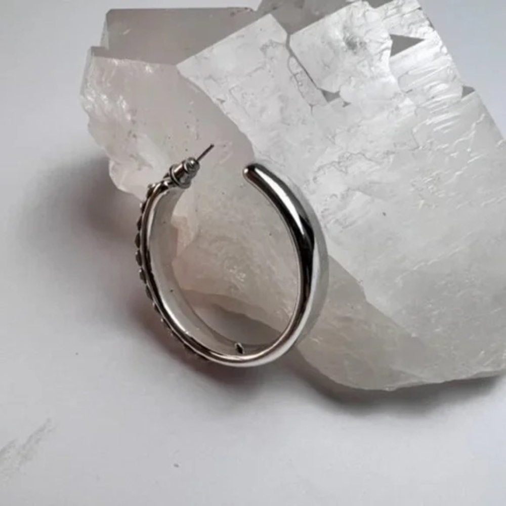 Silver Hoop Earrings - Picture 3 of 5